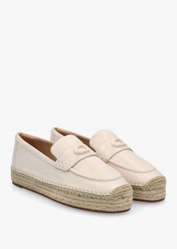 Coach Camilla Flats Women's US 8.5 Chalk Leather Slip On Espadrille ZOGG2095