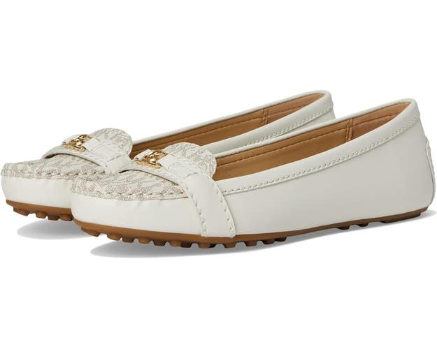 Michael Kors Mandy Flat Women's 6 Vanilla Cream Signature Logo Moccasin ZOGG2324