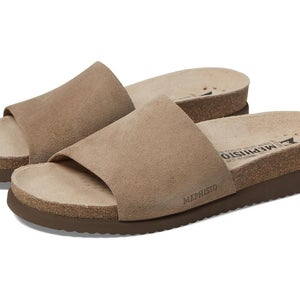 Mephisto Hanik Sandals Women's US 11 Gray Suede Round Toe Slip-On Slide ZOGG2233