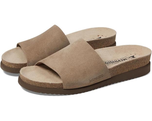 Mephisto Hanik Sandals Women's US 11 Gray Suede Round Toe Slip-On Slide ZOGG2233