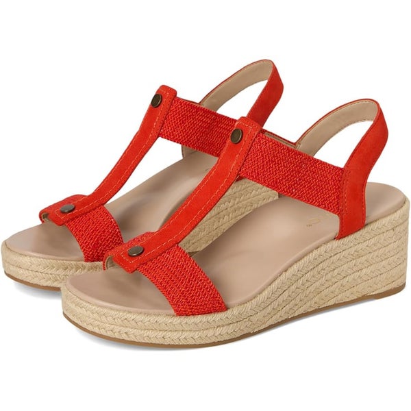 Vionic Calera Sandals Womens US 8 Cherry Tomato Nubuck Wedge Espadrille ZOGG2207