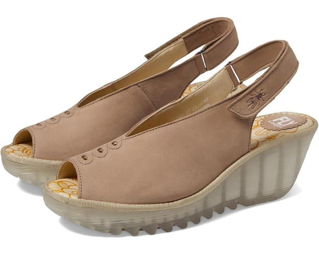 Fly London YEAY387FLY Sandals Women's US 9 Taupe Wedge Heel Slingback ZOGG2246