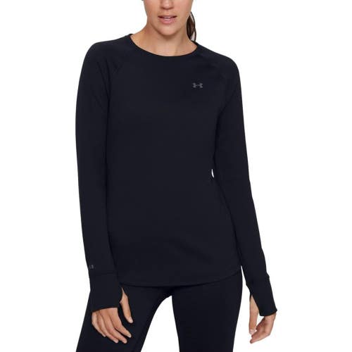 Under Armour Base 4.0 Top Women XL Black Thumbholes Long Sleeve Crew Neck JAX523