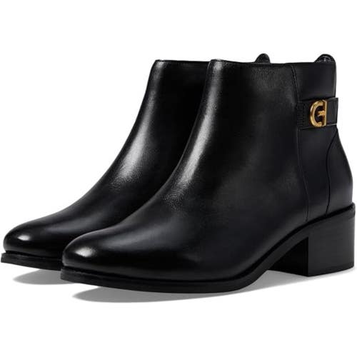 Cole Haan Holis Boots Women's 7.5 Black Leather Almond Toe Ankle Bootie ZOGG2169