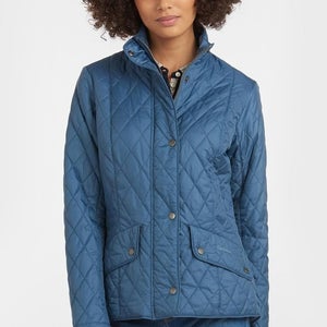 Barbour F/Wt Cavalry Jacket Women's 8 Blue Full Zip Quilted Flap Pockets RED1075