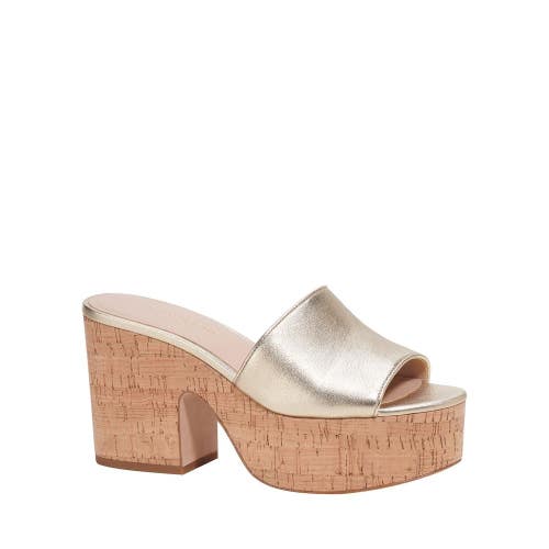 Kate Spade New York Ibiza Sandals Womens 8.5 Pale Gold Slip On Platform ZOGG2237