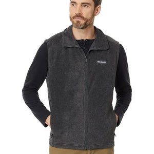 Columbia Steens Mountain Fleece Vest Men's Small Black Full Zip Pockets RED1080
