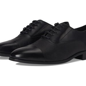 Calvin Klein Drew Oxford Men's US 12 Black Leather Cap Toe Dress Shoes ZOGG2245