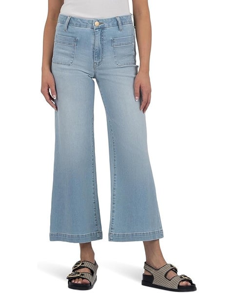 KUT from the Kloth Meg Jeans Women's Medium Blue Patch Pockets Wide Leg RED1059