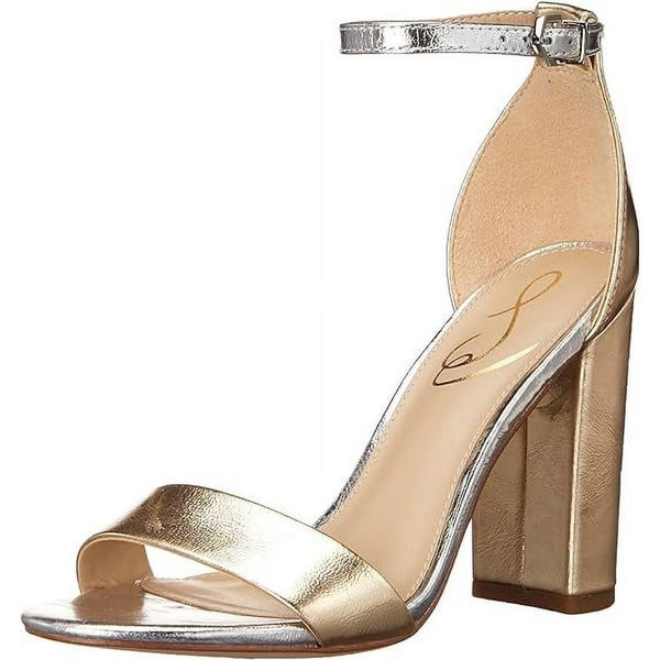 Sam Edelman Yaro Dress Sandals Women's 9.5 Gold Ankle Strap Block Heel ZOGG2137