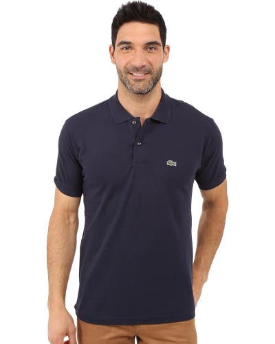 Lacoste Classic Pique Polo Men 5 Large Navy Blue Short Sleeve Golf Shirt RED1103