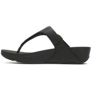 FitFlop Lulu Sandals Women's 9 Black Leather Crystal-Buckle Toe Post ZOGG2292