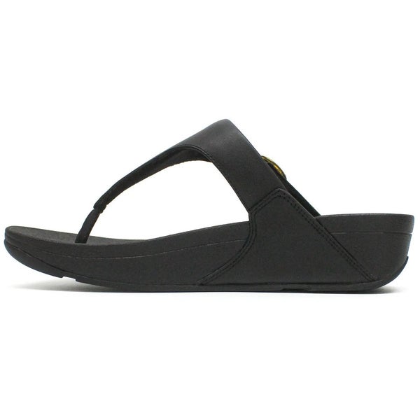 FitFlop Lulu Sandals Women's 9 Black Leather Crystal-Buckle Toe Post ZOGG2292