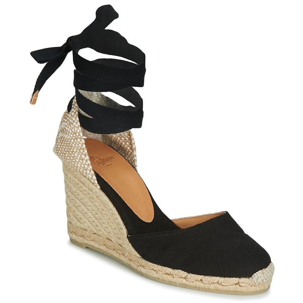 Castaner Chiara 80 MM Espadrille Womens 9 Black Ankle Strap Wedge Shoes ZOGG2260