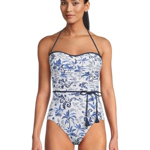 Tommy Bahama Terrazzo Tile Bandeau Swimsuit Women's 16 Blue One-Piece RED1132