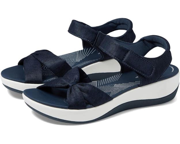 Clarks Arla Shore Sandals Women's US 8.5 Navy Blue Adjustable Strap ZOGG1979