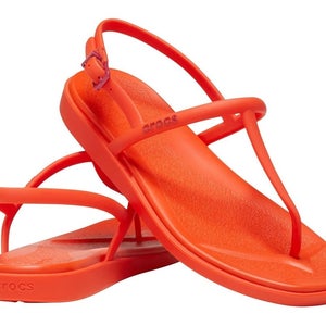 Crocs Miami 209793-84J Sandal Women 7 Orange Square Toe Thong Flip Flop ZOGG2328