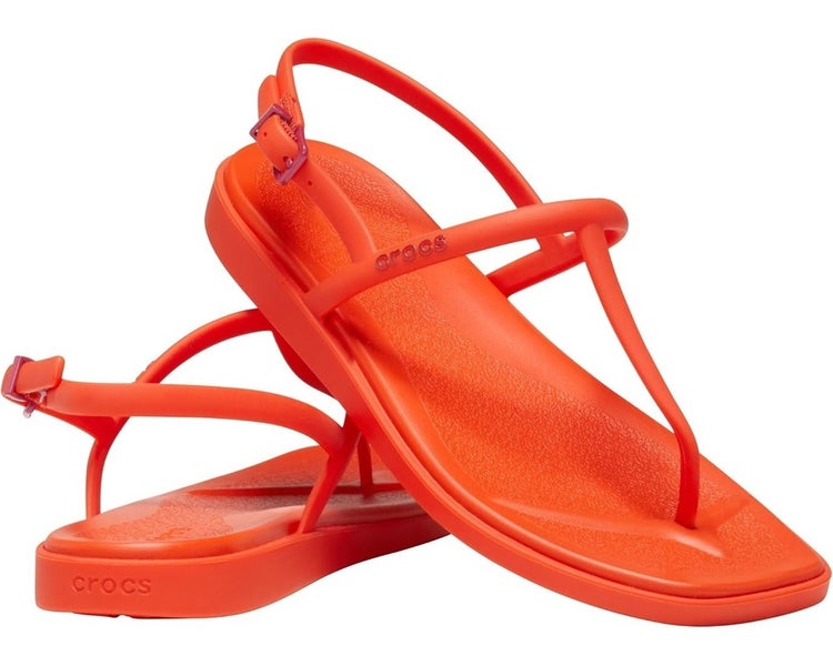 Crocs Miami 209793-84J Sandal Women 7 Orange Square Toe Thong Flip Flop ZOGG2328