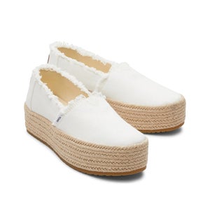 Toms Valencia Women's US 5 White Canvas Round Toe Platform Espadrilles ZOGG2202