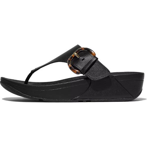 FitFlop Lulu Flip Flop Womens US 5 Black Resin Leather Toe-Post Sandals ZOGG2104