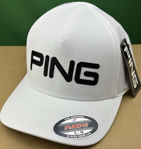 Ping FlexFit Structured Tour Golf Hat Cap White Size: S/M Small/Medium NEW!
