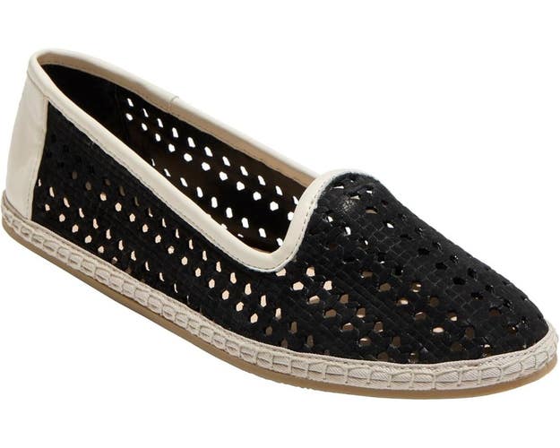 Jack Rogers Conwell 111241FL01 Flat Women's US 8 Black Leather Slip-On ZOGG1958