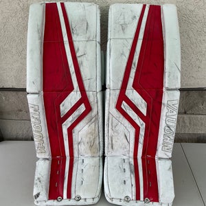 White 30" +2 Intermediate Vaughn Pro V Elite Goalie Leg Pads (Used)