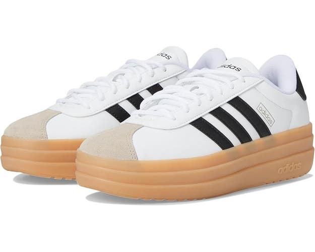 Adidas VL Court Bold Sneakers Womens US 9.5 White Suede Lifestyle Shoes ZOGG2267