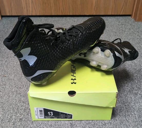 !!Rare Under Armour UA Highlight MC Men's Football Cleats BLK/BLK 1258400-001 !!