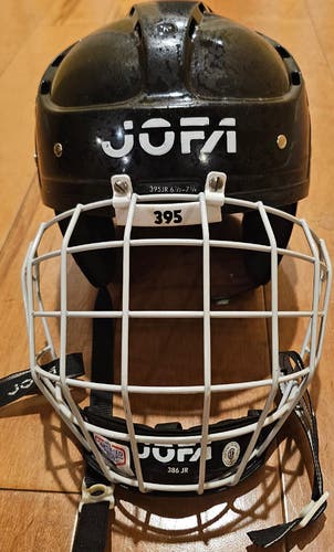 Jofa 395 Junior BLACK Hockey Helmet 6 1/2"- 7 1/4" With Full Face Mask Combo (Used)