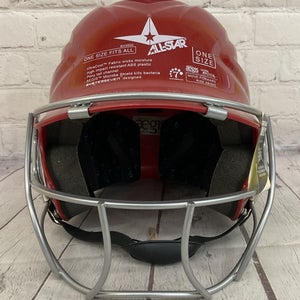 ALL-STAR Youth Ultra-Cool Face-Guard Softball Helmet Red OS 6.5" - 7.5"