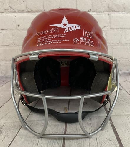 ALL-STAR Youth Ultra-Cool Face-Guard Softball Helmet Red OS 6.5" - 7.5"