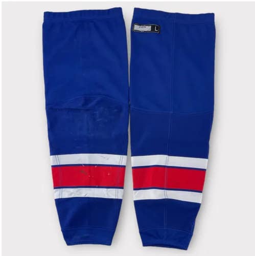 Pro Stock Used CCM Large Home Rochester Americans Blue Hockey Socks