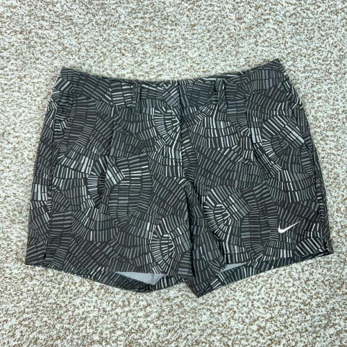 Nike Golf Shorts Womens 4 Gray Dri-FIT Geometric Print Pockets Athletic Comfort