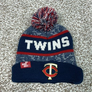 Minnesota Twins Hat Beanie Mens One Size Blue MLB Baseball Caribou Coffee Pom
