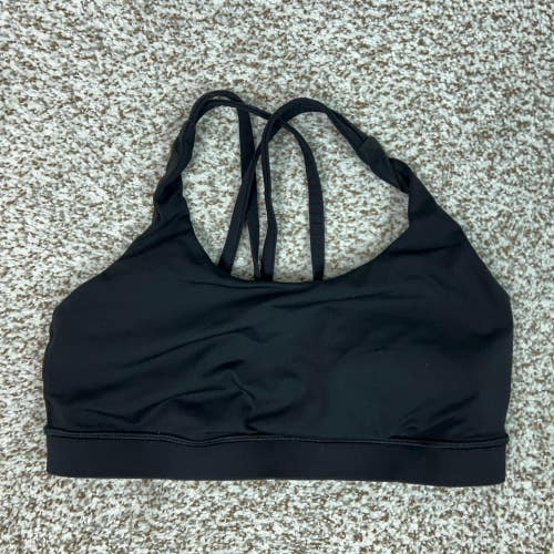 Lululemon Sports Bra Women 8 Black Energy Strappy Mesh Yoga Gym Workout Athletic