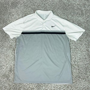 Nike Polo Shirt Mens XL White Gray Colorblock Golf Performance Dri-FIT Sports