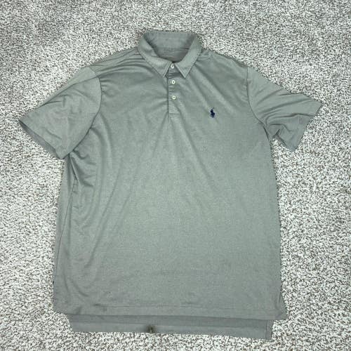Polo Ralph Lauren Polo Shirt Mens Large Performance Gray Stretch Golf Pony Logo