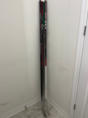 4 Pack of Senior Right Handed Hockey Sticks - Pro Blackout / CCM / Bauer