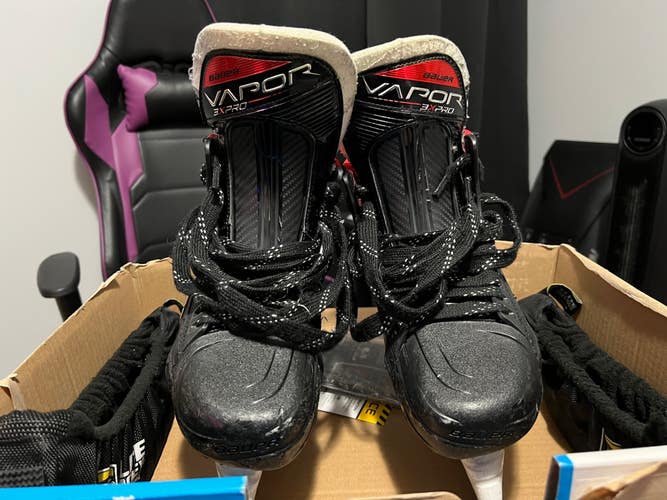 Excellent Condition Used Bauer Vapor 3X Pro Hockey Skates Size 6 Fit 3 w/ polished Bladetech Runners