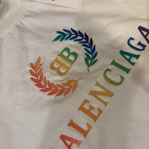 Balenciaga White Multicolor Logo T-Shirt – Size Large (New w/ Tag)