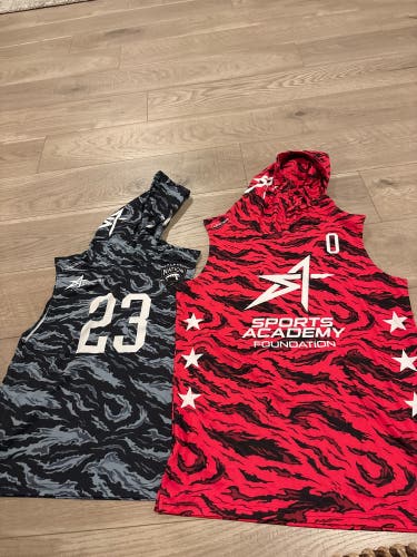 Pink/grey Kids football sleeveless with hood Unisex Jersey (Used)