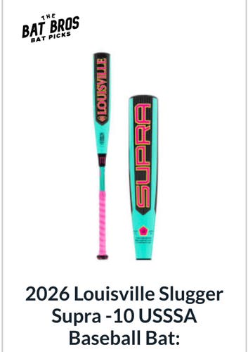 2026 Louisville Slugger Supra Composite USSSA Certified Bat (-10) 20 oz 30" (Like New)