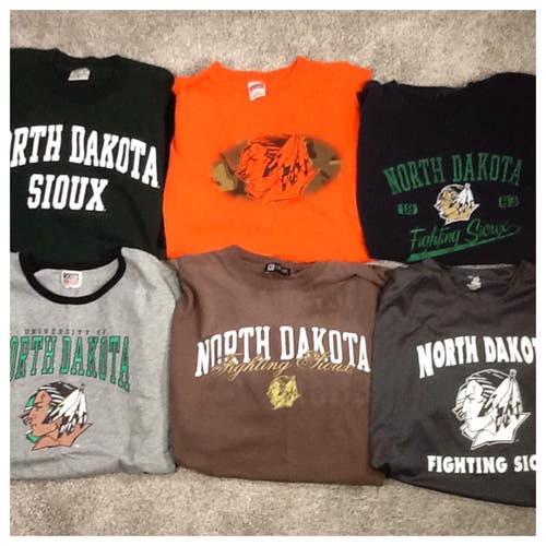 North Dakota Fighting Sioux Men’s Size (XL/2XL) T Shirt Lot (6) UND Tees Hockey