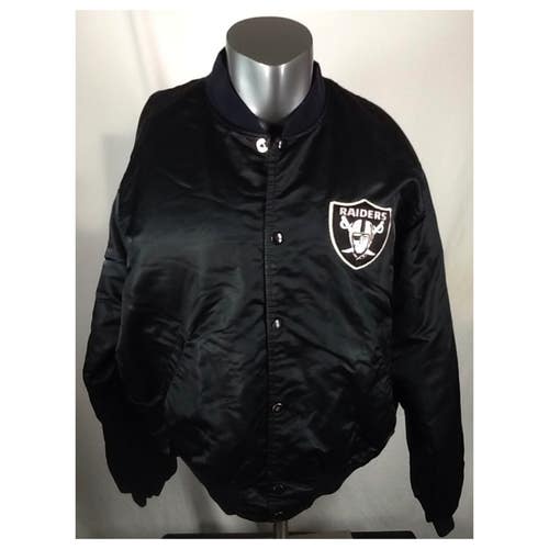 Vintage 90's Starter Pro Line Oakland Raiders Satin Bomber Jacket (XL-Short Length)