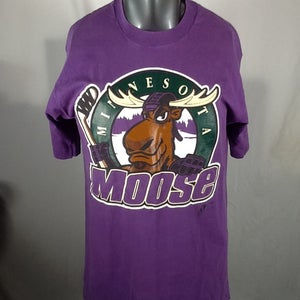 Vtg 90’s Minnesota Moose Hockey T Shirt Men’s (Large) Fruit of the Loom Purple