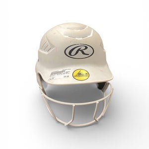 Used Rawlings SOFTBALL HELMET Batting Helmet w/Mask White One Size 11846-S000098872