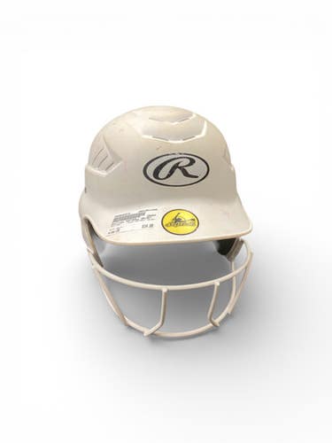 Used Rawlings SOFTBALL HELMET Batting Helmet w/Mask White One Size 11846-S000098872
