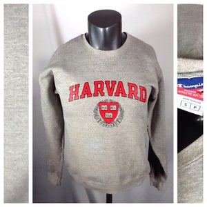 Vintage Champion Harvard Crewneck Sweatshirt Men’s (Small) Ve-Ri-Tas Gray Crew