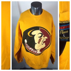 Vintage Florida State Seminoles Sweatshirt Adult (Large) Yellow Soffe Fleece